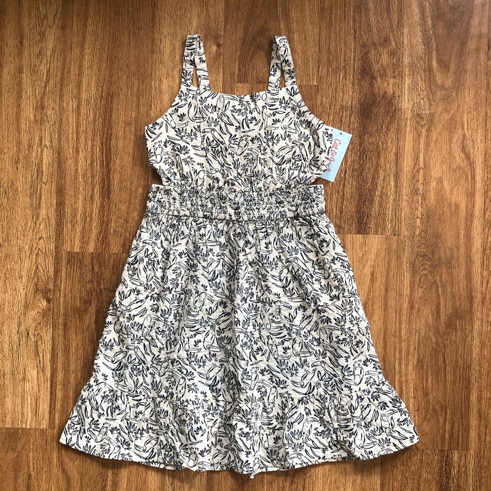 NWT Cat and Jack Girls Tropical Leaf Print Summer Dress size Large ( 10/12 )